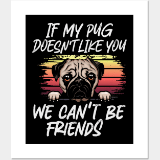 pug  Dog Owner dog Lover Funny Quote Retro sunset Posters and Art